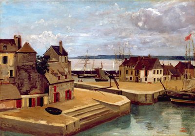 Honfleur, casas en el muelle, 1830 de Jean Baptiste Camille Corot