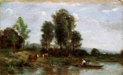Paisaje con un río, siglo XIX de Jean Baptiste Camille Corot