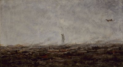 Le Rêve: París en llamas, septiembre de 1870, en 1870 (óleo sobre lienzo) de Jean Baptiste Camille Corot