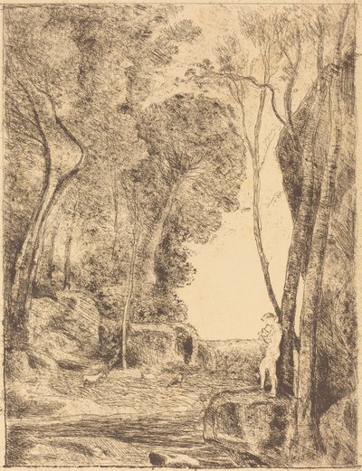 El pequeño pastor, 1ª placa de Jean Baptiste Camille Corot