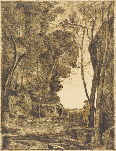 El pequeño pastor, 1ª placa de Jean Baptiste Camille Corot