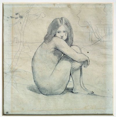 Niña pequeña sentada en un paisaje de Jean Baptiste Camille Corot