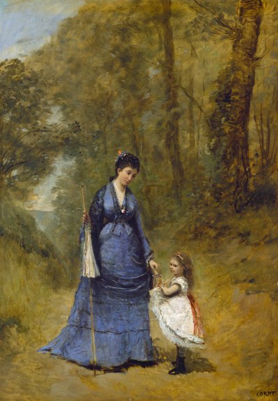 Madame Stumpf y su hija, 1872 de Jean Baptiste Camille Corot