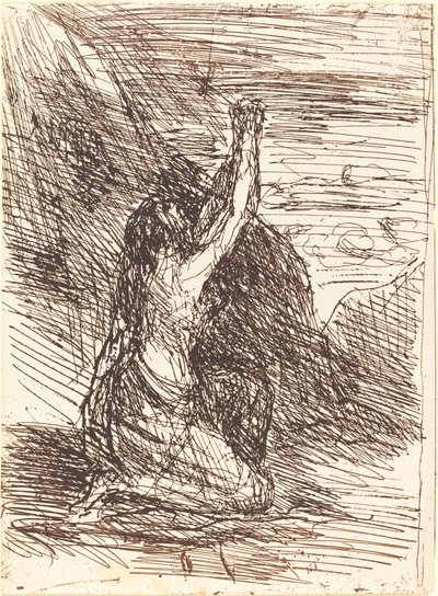María Magdalena arrodillada, 1858 de Jean Baptiste Camille Corot
