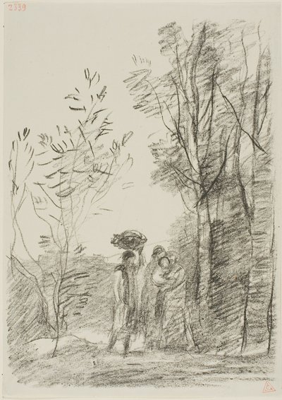 Encuentro en el bosque de Jean Baptiste Camille Corot