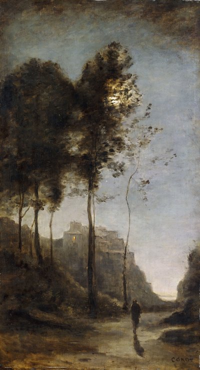 Luz de luna en el borde del golfo de Jean Baptiste Camille Corot