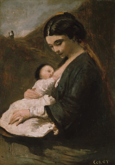 Madre e Hijo, probablemente 1860s de Jean Baptiste Camille Corot