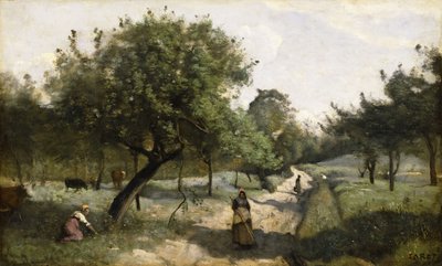 Camino con manzanos, 1850-60 de Jean Baptiste Camille Corot