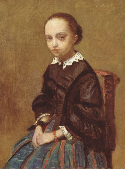 Retrato de una niña, 1857-58 de Jean Baptiste Camille Corot