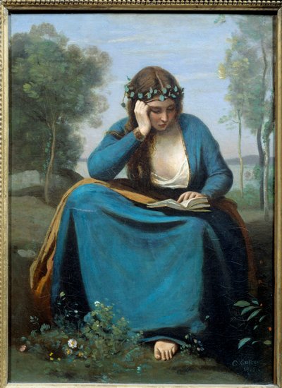 Lectora coronada con flores o la Musa de Virgilio de Jean Baptiste Camille Corot