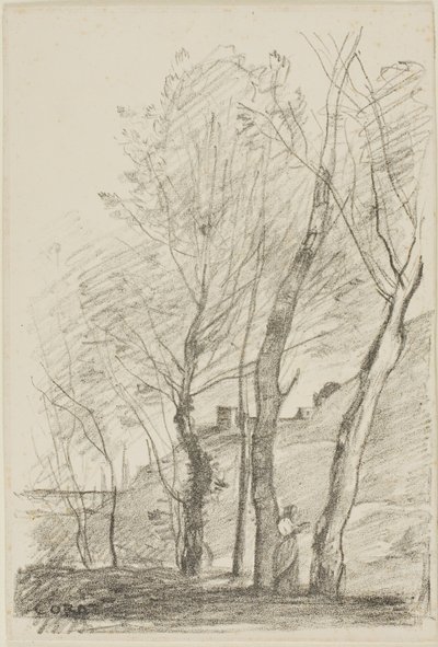 Leyendo bajo los árboles de Jean Baptiste Camille Corot