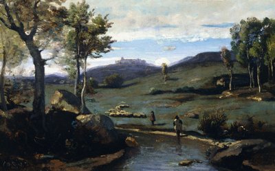 Campo Romano - Valle Rocoso con una Manada de Cerdos, 1843 de Jean Baptiste Camille Corot
