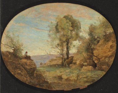 Pastor mirando un desfiladero rocoso, 1859 de Jean Baptiste Camille Corot