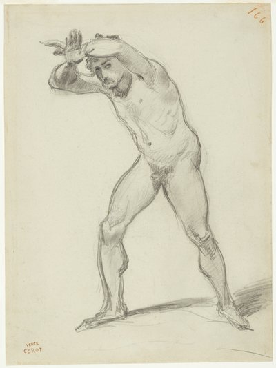 Desnudo masculino de pie de Jean Baptiste Camille Corot