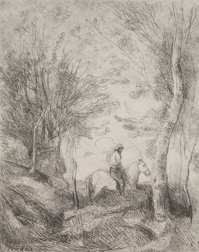 El gran caballero en el bosque de Jean Baptiste Camille Corot