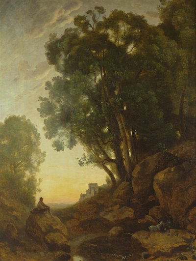 El cabrero italiano o El efecto del sol poniente de Jean Baptiste Camille Corot