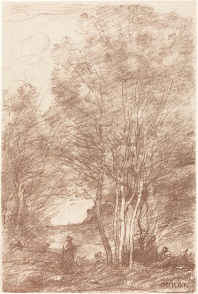 El retiro de los filósofos de Jean Baptiste Camille Corot