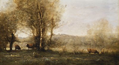 El Estanque con Tres Vacas de Jean Baptiste Camille Corot