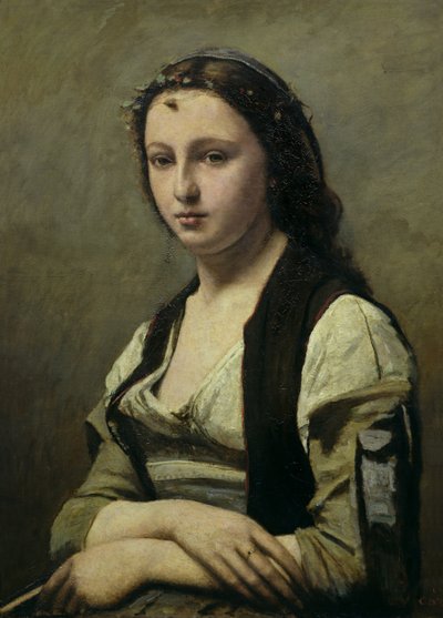 La mujer con la perla, c.1842 de Jean Baptiste Camille Corot