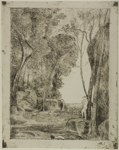 El joven pastor, primera placa de Jean Baptiste Camille Corot
