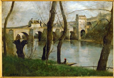 El puente de Mantes, Francia ... de Jean Baptiste Camille Corot