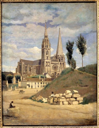 La catedral de Chartres. Vista exterior de la Catedral de Notre Dame de Chartres de Jean Baptiste Camille Corot