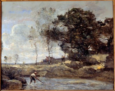 Levantando la red. Pintura de Camille Corot de Jean Baptiste Camille Corot