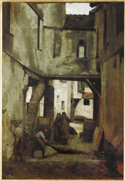 Las curtidurías de Mantes, Francia ... de Jean Baptiste Camille Corot