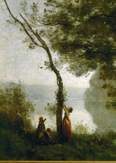 Árbol y mujer. Recuerdo de Mortefontaine, Francia ... de Jean Baptiste Camille Corot