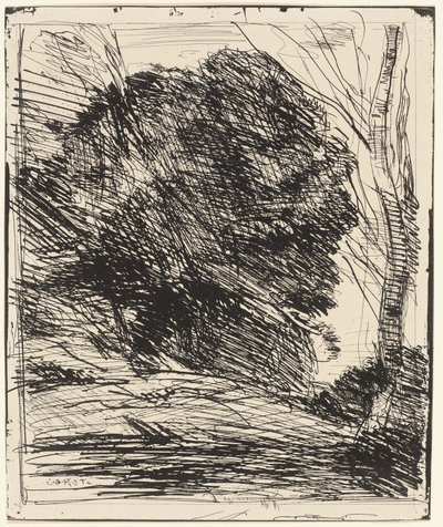 Árboles en una ladera de Jean Baptiste Camille Corot