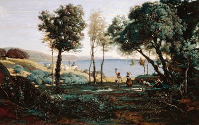 Vista cerca de Nápoles de Jean Baptiste Camille Corot