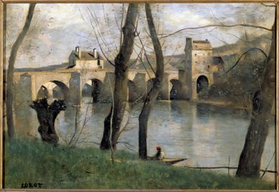 Vista del puente de Mantes de Jean Baptiste Camille Corot