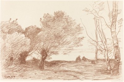 Sauces y álamos blancos (Saules et peupliers blancs) de Jean Baptiste Camille Corot