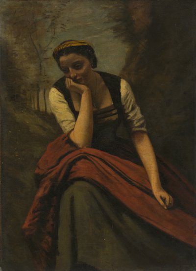 Mujer meditando, c.1870 de Jean Baptiste Camille Corot
