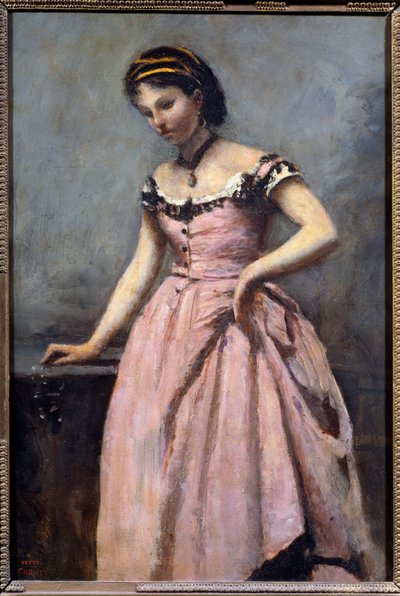 Niña con vestido rosa de Jean Baptiste Camille Corot