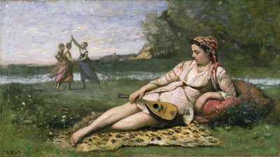 Jóvenes mujeres de Esparta (o Gitana reclinada) c.1868-70 de Jean Baptiste Camille Corot