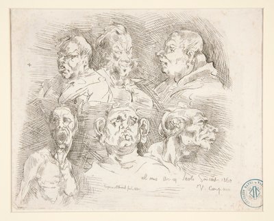 Croquis de Grotesques (Sketches of Grotesque Heads) de Jean Baptiste Carpeaux