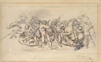 Inicio de la carrera de los caballos Barberi, Roma, 1860 de Jean Baptiste Carpeaux