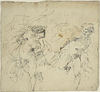 Dos figuras masculinas que corren de Jean Baptiste Carpeaux