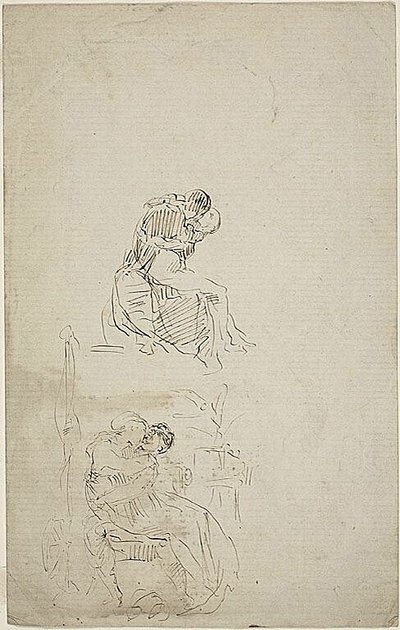 Dos parejas abrazadas sentadas de Jean Baptiste Carpeaux
