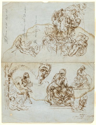 Carta inacabada con estudios para el Grupo Ugolino de Jean Baptiste Carpeaux