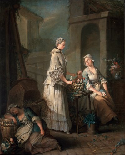Una vendedora de flores de Jean Baptiste Charpentier the Elder