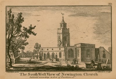 Vista suroeste de la Iglesia de Newington de Jean Baptiste Claude Chatelain