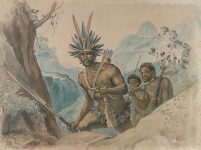 Jefe de los Bororenos preparándose para un ataque (acuarela sobre papel) de Jean Baptiste Debret