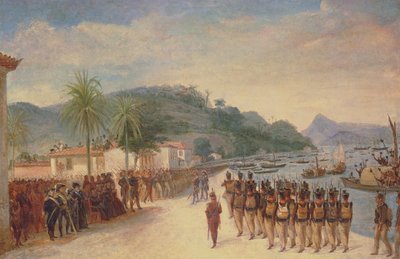 Embarcación en Praia Grande (óleo sobre lienzo) de Jean Baptiste Debret