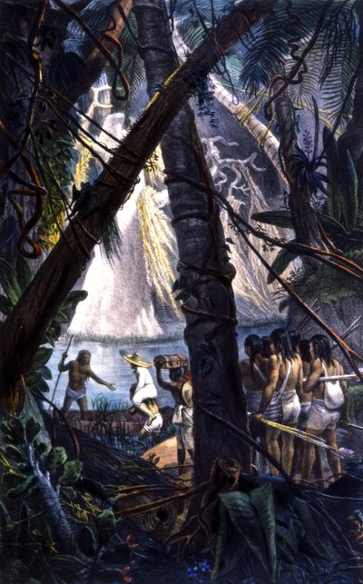Indios goyanos en la selva amazónica. Litografía 1839 de Jean Baptiste Debret