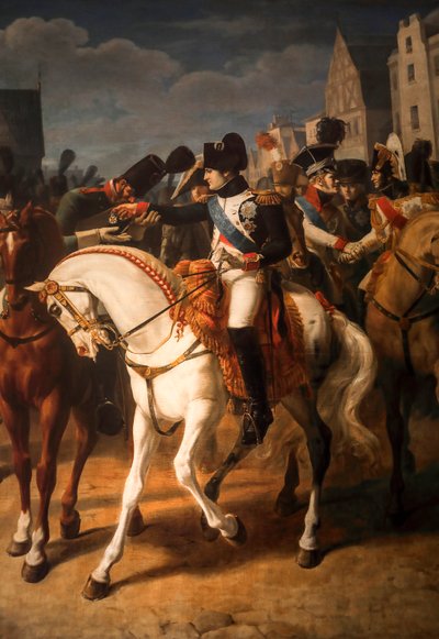 Napoleón entrega la cruz de la legión de honor a un soldado ruso en Tilsitt 1808 (óleo sobre lienzo) de Jean Baptiste Debret