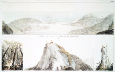 Panorama de la Bahía de Río de Janeiro (litografía coloreada a mano) de Jean Baptiste Debret