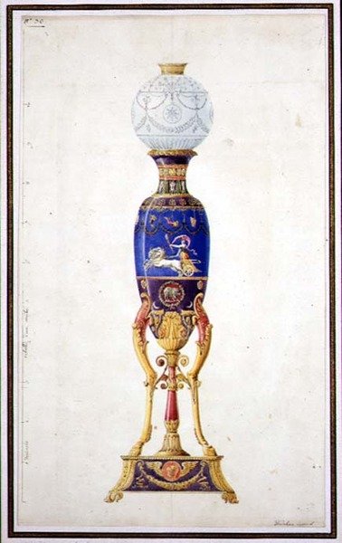 Diseño para una Lámpara de Porcelana de Jean Baptiste Dedeban