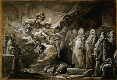 El preboste de los mercaderes y los ediles de la ciudad de París; alegoría al Tratado de París (10 de febrero de Jean Baptiste Deshays
